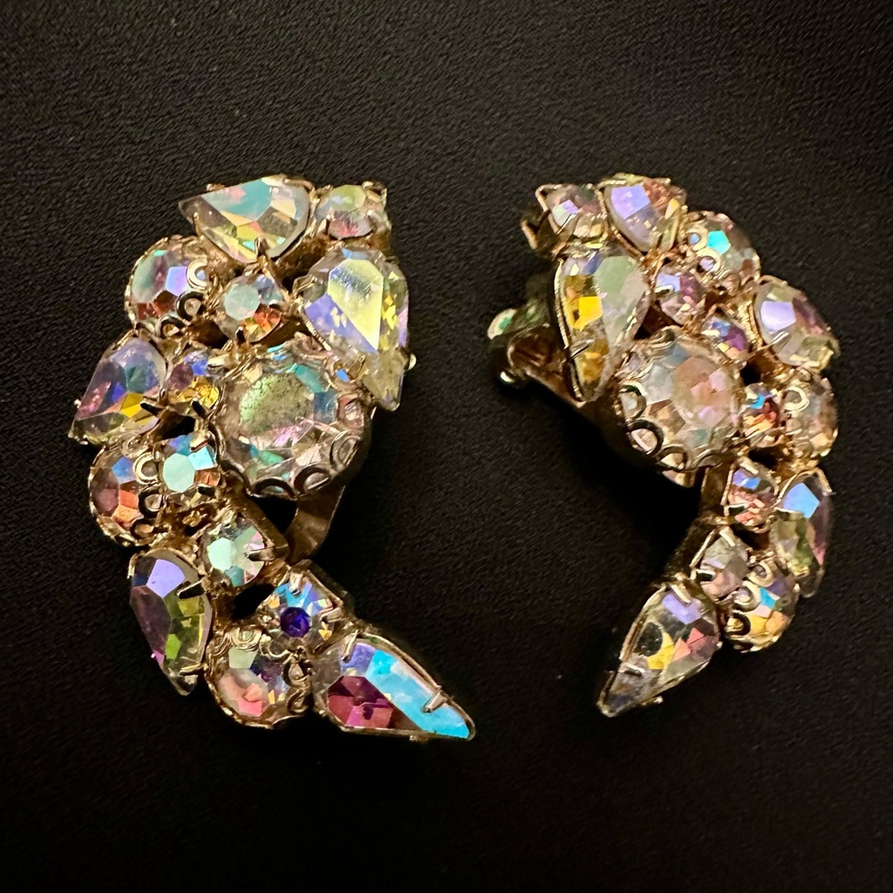 Vintage Aurora Borealis Costume Jewelry Earrings